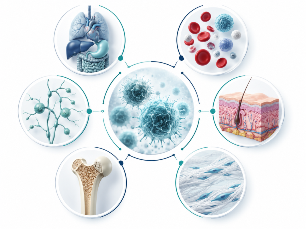 Calm medical illustration about cancer symptoms and early detection