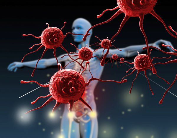 Illustration of the human immune system protecting against cancer cells