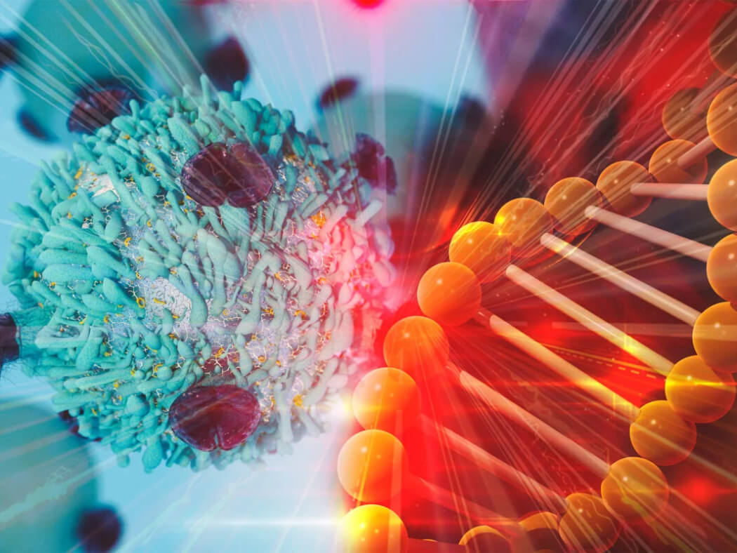 DNA double helix representing genetic mutations in cancer predisposition genes