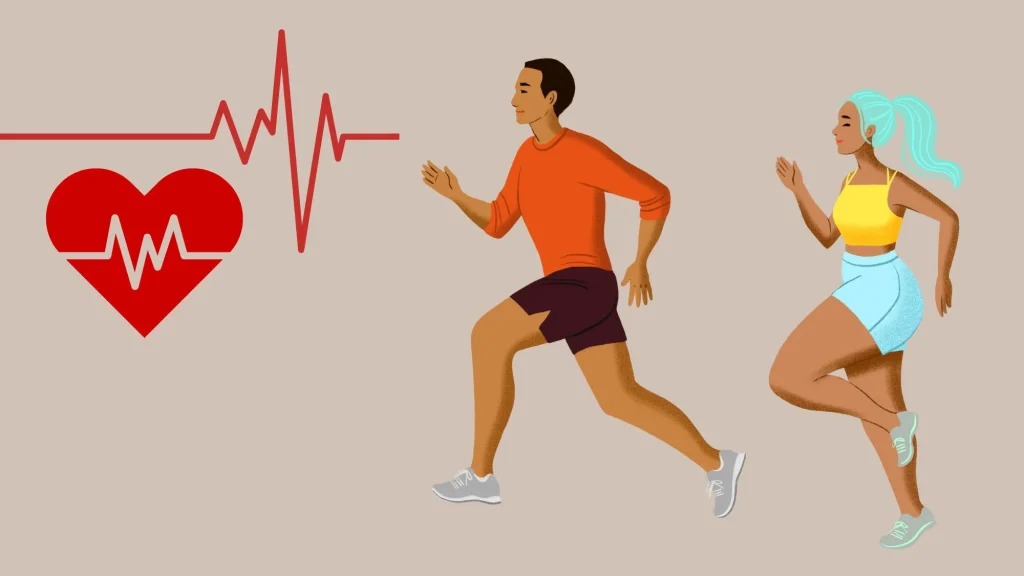 Heart rate monitor display showing beats per minute for resting heart rate measurement