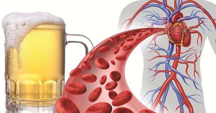Alcohol and blood pressure — glass of wine next to blood pressure monitor showing elevated reading