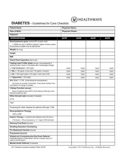 Annual diabetes care checklist — patient and doctor reviewing annual monitoring list including blood tests eye exam and foot exam for diabetes