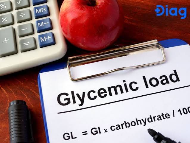 glycemic load calculation example — watermelon high GI but low glycemic load per serving shown with portion size