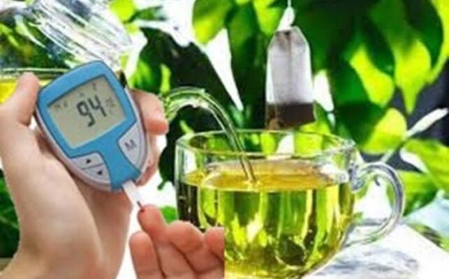 tea and blood sugar — green tea, black tea, and herbal tea varieties shown as beneficial drinks for diabetes management