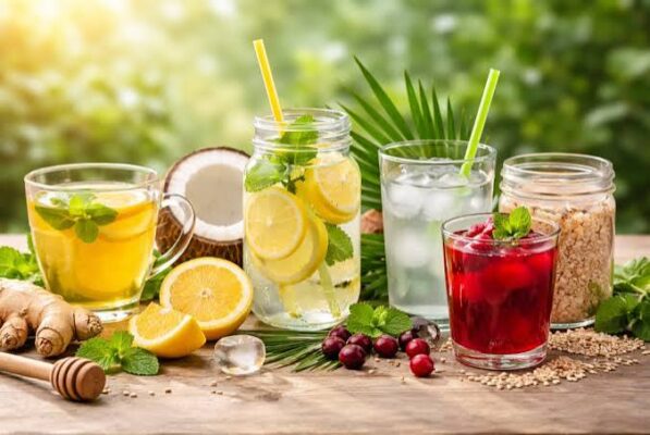electrolyte drinks and kidney health — various sports drinks and electrolyte powders with potassium and sodium content relevant to CKD diet