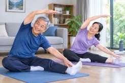 Bone health after age 60 guide showing the dual priority of maintaining bone density through pharmacological treatment bisphosphonates or denosumab alongside falls prevention through balance training resistance training medication review and home safety assessment to reduce hip fracture risk in older adults