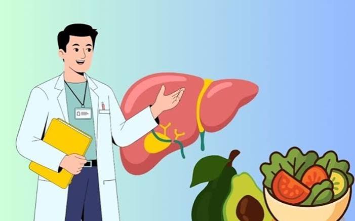 Healthy meal plate with vegetables, whole grains, legumes, and olive oil representing healthy habits for liver and digestive health