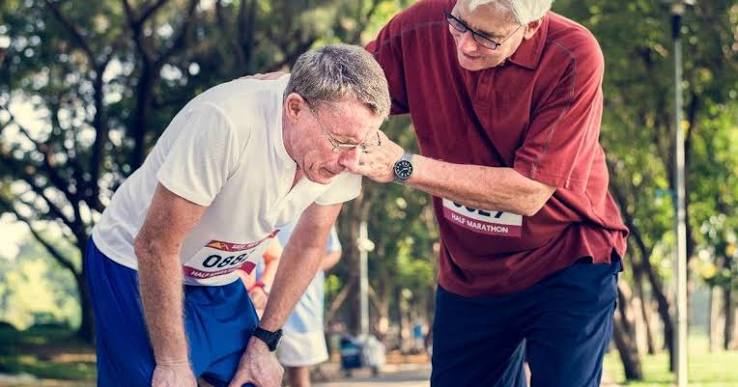 Muscle weakness possible causes — older adult experiencing difficulty rising from chair showing proximal muscle weakness