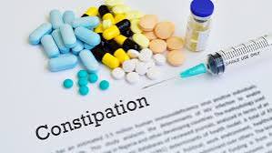 Different types of laxative medications including psyllium fibre, polyethylene glycol sachets, senna tablets, and bisacodyl showing the five main laxative categories for constipation treatment
